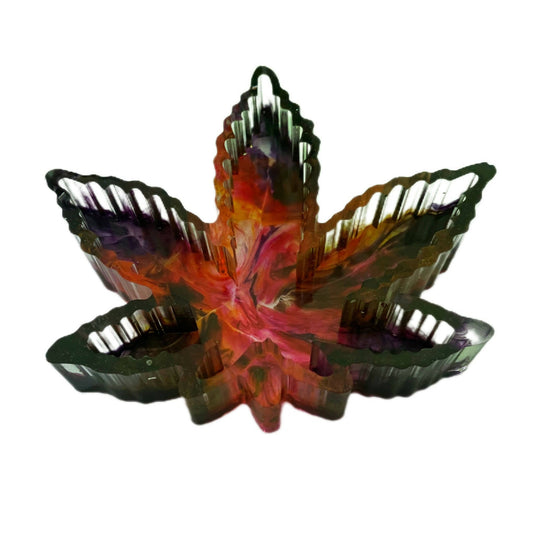 Buy Weed Leaf Ashtray - Purple, Yellow & Pink (Abstract) | Slimjim India 